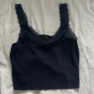 American Eagle Outfitters Black Fitted Crop Camisole